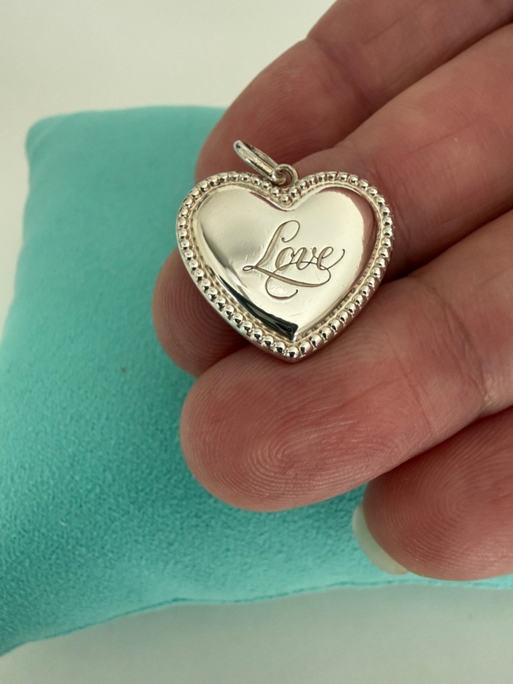 Vintage Tiffany & Co. LOVE Heart - Beaded Edge Milgrain Pendant - FINAL - Picture 1 of 13